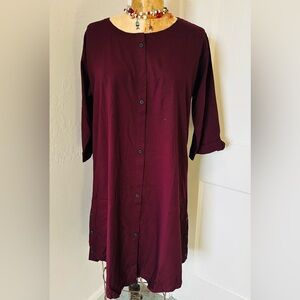 NWT deep wine rayon Kurta or dress with button front